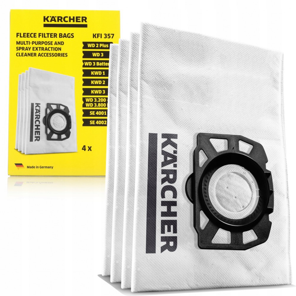 FLEECE FILTER BAGS FOR VACUUM CLEANER KARCHER WD2 PLUS/WD3/WD3 BATTERY/KWD 1-3 (4 PCS) 28633140